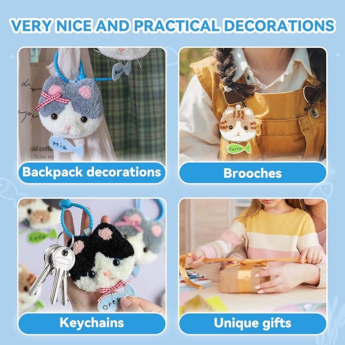 Punch Needle kit Adults for Beginners-4,Embroidery kit for Beginners, Includes All Tools and Materials,Easy to Follow Instructions and Videos-Cat Family