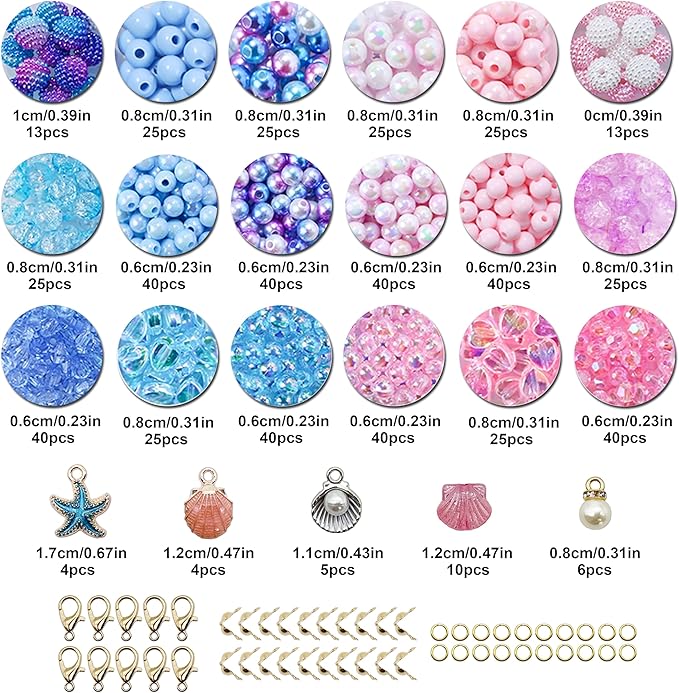 jinnbey ocean series jewelry making looes bead kits, enamel shell starfish pendant bracelet necklace diy crafts material package for bead jewelry enthusiasts,teen gift that stimulate creativity