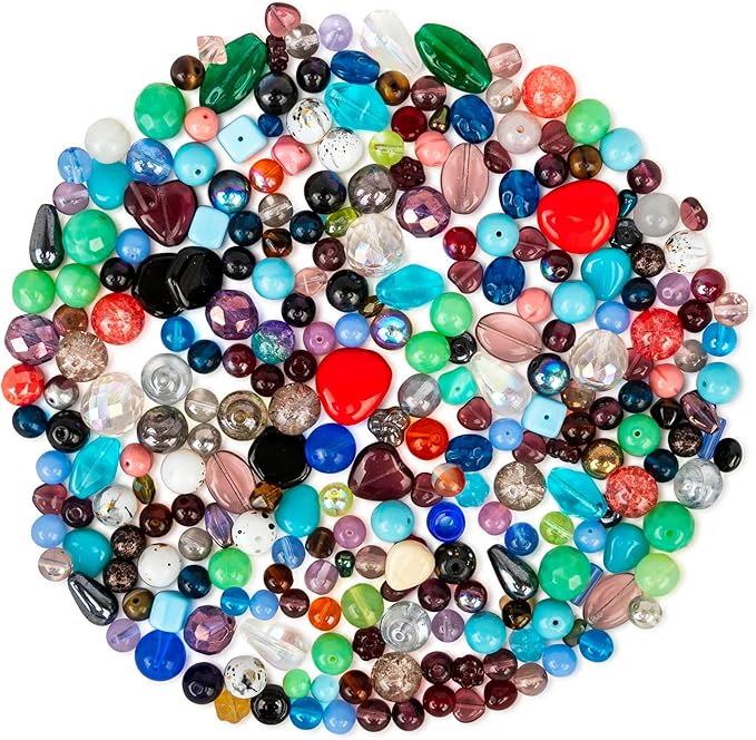 Assorted Glass Beads for Jewelry Making, DIY Lamp Work, Arts and Crafts, and Decorative Hobby Artistry, Colorful Crystal Assortment Bulk Mix, 4-18mm, Half Pound (6)