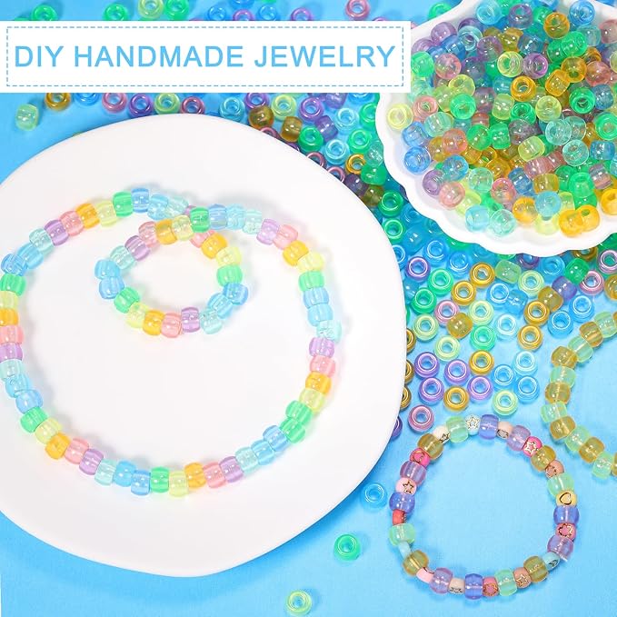 uv pony beads for bracelet 8000 pcs multi-colored plastic beads making bulk for hair braiding diy crafts kandi jewelry key chains and ornaments decorations,10 assorted colors,boxed