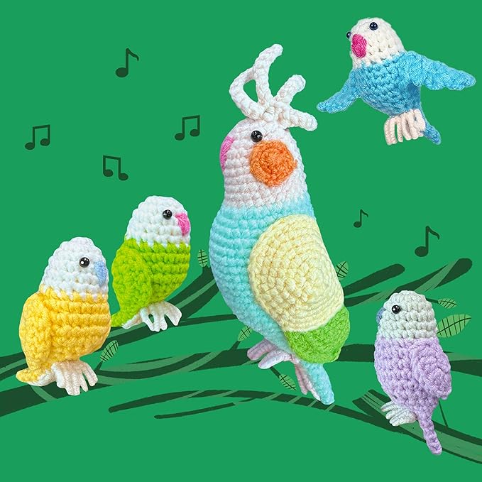 ChillFuzz Animal Crochet Kit Beginner Crochet Kit for Adults with Yarn Hook and Step by Step Instructions Relaxing DIY Gift Parrot