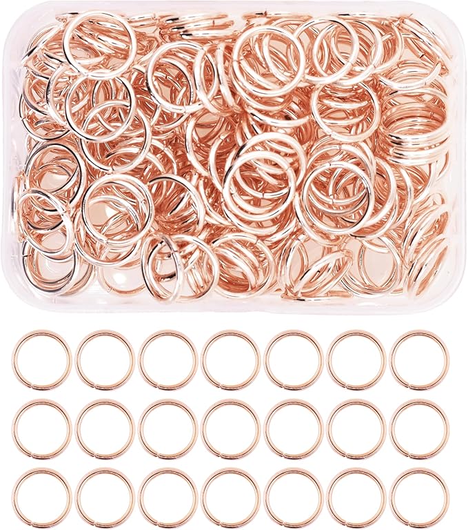 Mandala Crafts Assorted Rose Gold Color Jump Rings Jewelry Findings Metal O Rings for Jewelry Making Supplies - 200 14mm Small Open Jump Rings Kit for Necklace Earring