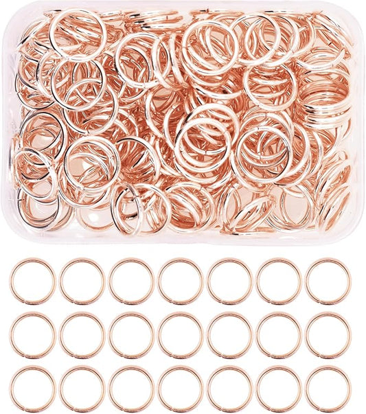 Mandala Crafts Assorted Rose Gold Color Jump Rings Jewelry Findings Metal O Rings for Jewelry Making Supplies - 200 14mm Small Open Jump Rings Kit for Necklace Earring