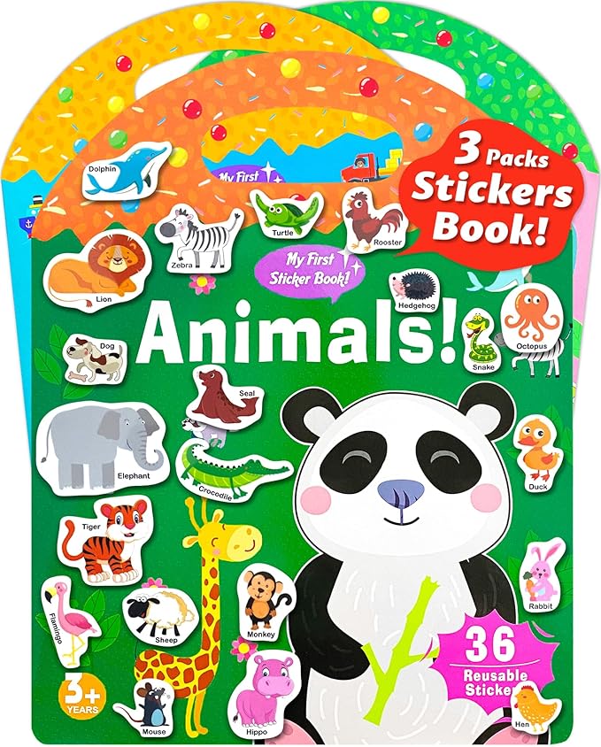 walenced reusable sticker book for toddlers, stickers for kids, toddler sticker book, toddler craft activities, toddler travel toys ages 3 and up boy girl birthday gifts