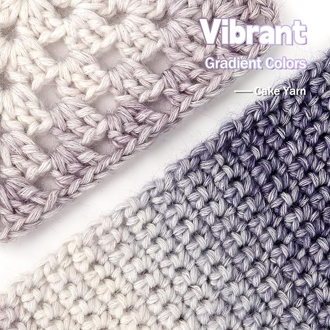 Katech Gradient Cake Yarn for Crocheting Knitting-Multicolor Soft Rainbow Cotton Crochet Yarn-Perfect for Scarves, Shawls, Blankets, and Garments That Stand Out with Style(D)