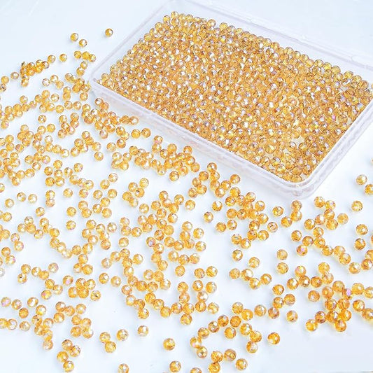 laopottbeads 1200 pcs 4mm round crystal glass beads for diy jewelry, ideal for bracelets, necklaces, pendants, and handmade craft projects(gold champagne)