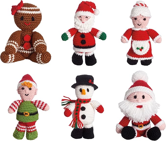 LEISURE ARTS Crochet Friend Kit, Mrs. Claus, 8", Complete Crochet Kit, Learn to Animal Starter Kit for All Ages, Includes Instructions, DIY Amigurumi Kits