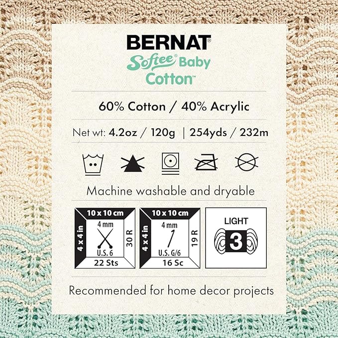 Bernat Softee Baby Cotton YARN, Petal