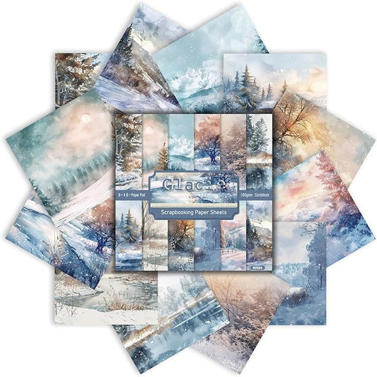 Aesthetic Scrapbook Paper Holiday Themed Pattern Paper 6×6,24 Sheets Single-Sided Boho Scrapbooking CardStock Papers Pad for Holiday Cardmaking DIY Origami Journaling.