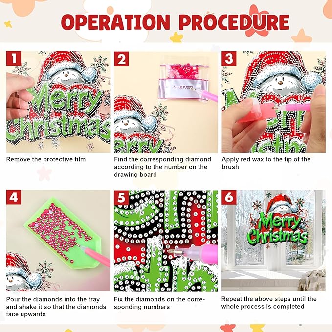 MAXBYE Christmas Diamond Art Kit for Adults, 5D Special Shape Diamond Painting Pendant Kits, Christmas Decoration Pendant, Gem Art Painting Window Ornament for Home Decor Gift