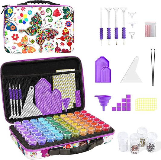 ZORETCO Diamond Painting Storage Box, 60 Slots Bead Storage Containers with Tools Kit for Diamond Art Accessories Beads Organizer Craft Jewelry