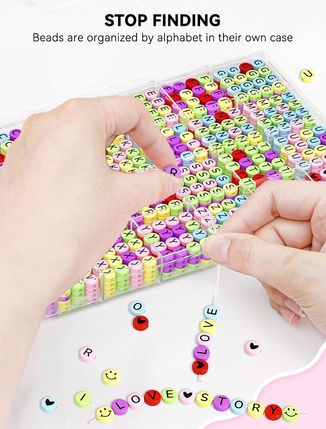 ARTDOT 1400 Pieces Letter Beads for Friendship Bracelets Making Kit, 28 Styles Assortment Jewelry Making Supplies Alphabet Beads Set with Cases Preppy Crafts Gifts