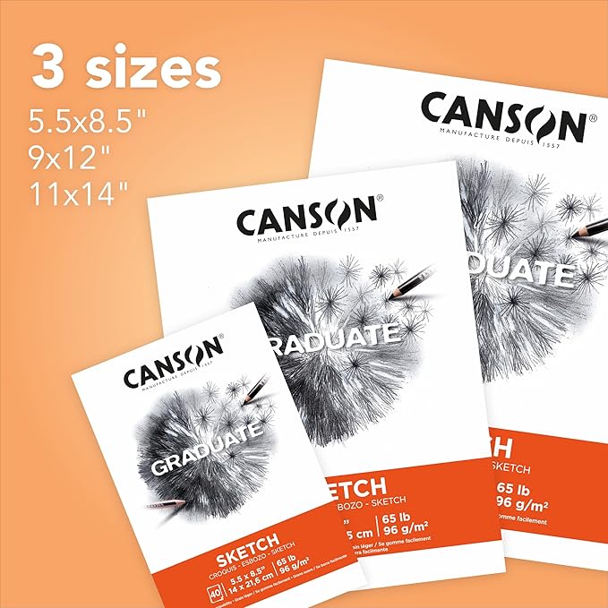 Canson Graduate Sketch Pad, Foldover, 5.5x8.5 inch, 40 Sheets | Artist Paper for Adults and Students