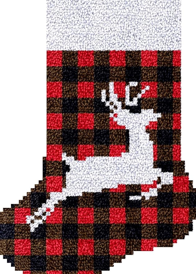 Numptain Latch Hook Kits for Adults,DIY Rug Kits Carpet Embroidery Sofa Cushion Christmas Stocking Pattern Color Printed Canvas,Beginners Handmade Needlework Crafts Home Decoration,16.9"x12.2" NT15
