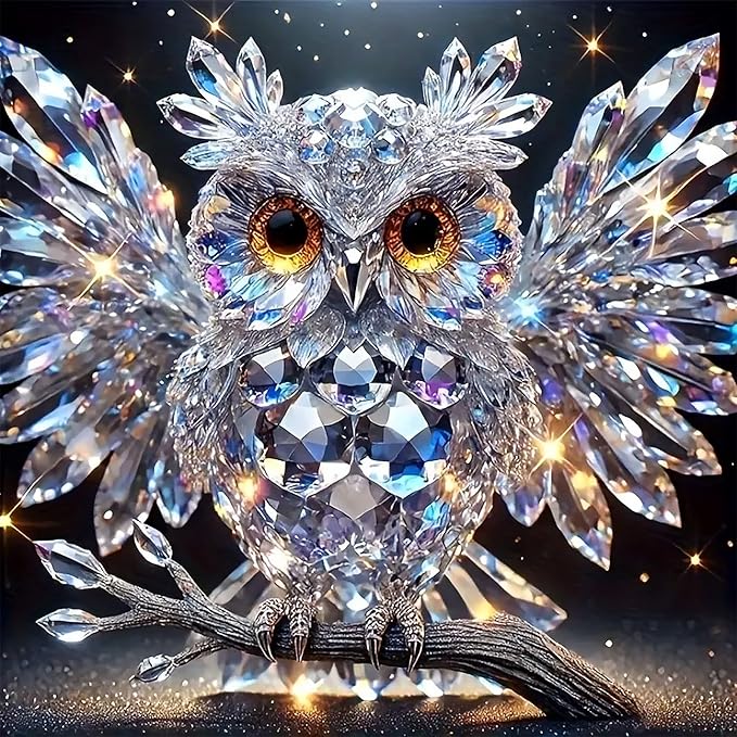 ijbnhd 5D Owl Diamond Art Kits for Adults, Owl Diamond Painting Kits for Beginners, DIY Full Drill Gem Art Crystal Rhinestone for Wall Home Decor 14 X 14inch