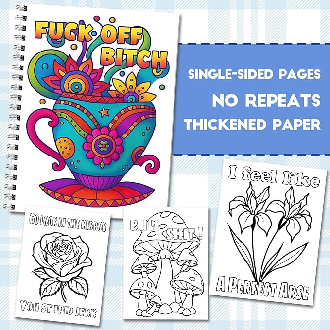 Zouier Swear Word Coloring Books with 36 Markers for Adults Relaxation, Funny Adult Coloring Book Spiral Bound for Women, Self Care Get Well Gifts for Women After Surgery