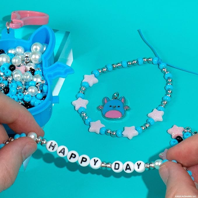 Original Squishmallows Boyle The Bat Bracelet Kit, Makes 3 Accessories, Fun Beads and Charms, Bonus Keychain, Friendship Jewelry Making Set, Gifts for Girls, Craft Kits, Arts and Crafts for Kids