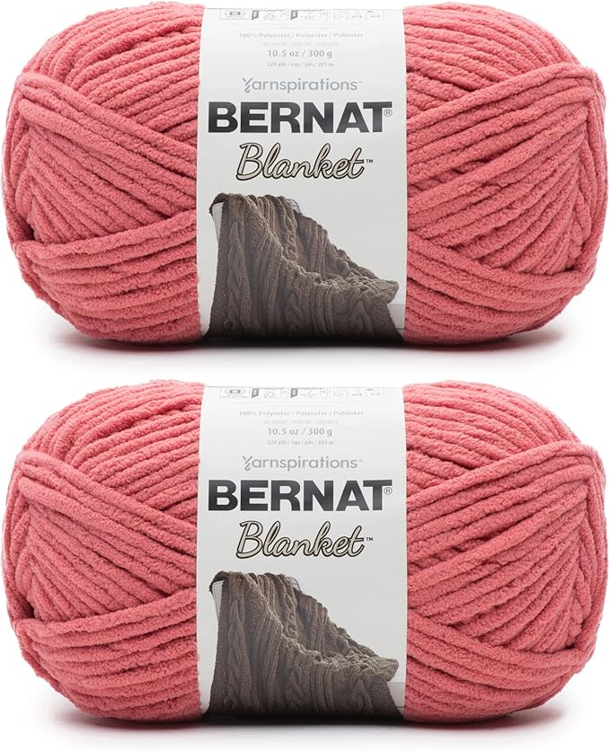 Bernat Blanket Terracotta Rose Yarn - 2 Pack of 300g/10.5oz - Polyester - 6 Super Bulky - 220 Yards - Knitting/Crochet