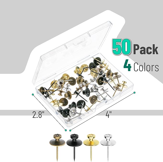 Mr. Pen- Double Headed Picture Hanging Nails, 50 Pack, Mixed Colors Picture Nails, Tacks for Wall Hangings, Wall Pins for Hanging, Wall Nails for Hanging, Thumb Tacks for Wall Hanging, Picture Hangers