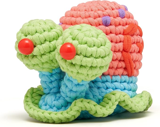 The Woobles Crochet Kit for Beginners – Spongebob Squarepants Craft Kit with Easy Peasy Yarn for Adults & Young Crafters, As Seen On Shark Tank, Step by Step Video Tutorials (Gary The Snail)