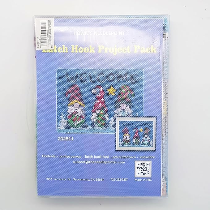 Howie's Latch Hook Kits for Adults, DIY Three Gnomes Crochet Yarn Latch Hook Rug Kit for Adults, Color Preprinted Pattern Embroidery Decoration(Three Gnomes, 19.69 x 14.96 inch)
