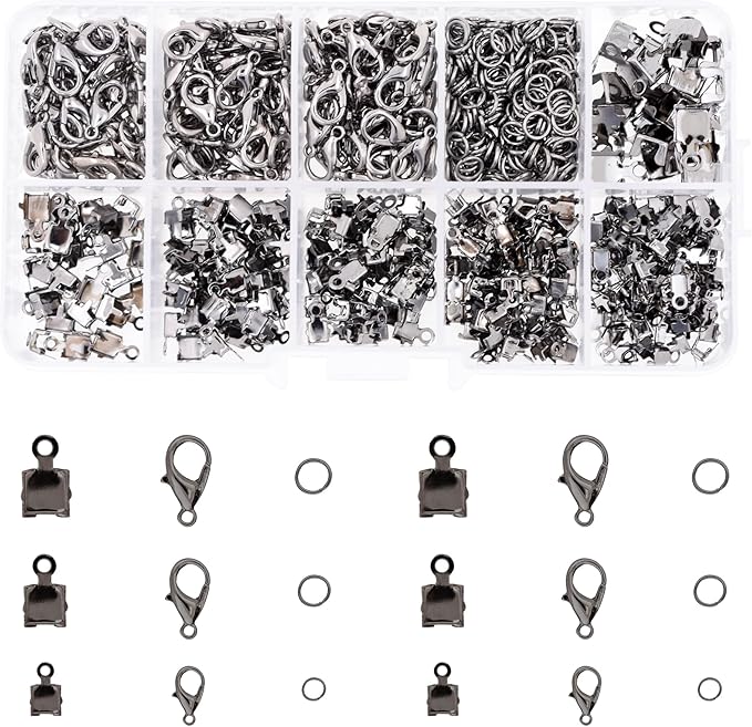 Mandala Crafts 300 Pcs Gunmetal Cup Chain Ends SS12 SS16 SS18 SS20 SS24 SS30 Rhinestone Chain Connectors Jewelry Finding Kit for DIY Iced Out Bracelet Necklace Earring Charm Pendant Making
