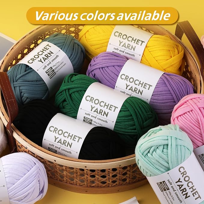 SHWAKK 2 Pack T-Shirt Yarn Set, Gray Blue Knitting Crochet T Shirt Yarn, Tshirt Yarn Kit for Crocheting, Ribbon Cotton Yarn, Knitting Ball
