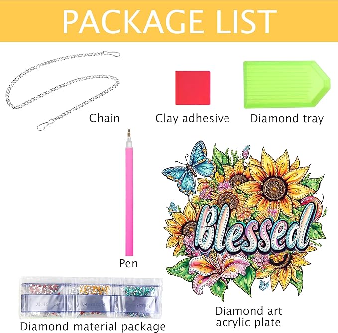 Kaliosy Sun Catcher Blessed Window Hanging - Outdoor Porch Decor, Flowers-Themed Diamond Art Ornament, Acrylic Board Diamond Painting for Wall Home Garden, Front Door Sign, Indoor Decor 8x8 inch