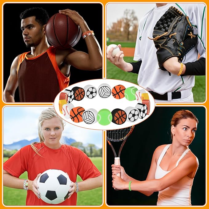 Highergo 1200 Pcs Sports Ball Beads for Jewelry Making, Sports Stackable Ball Charms Cute Fun Beads Gifts for Baseball Basketball Soccer Rugby Volleyball Football Bead for DIY Bracelets Making Kit