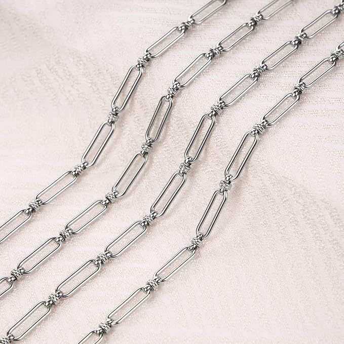 Jabogrii 6.5 Feet Silver Paperclip Chain for Jewelry Making DIY Craft Stainless Steel Jewelry Making Chains Spool Bulk