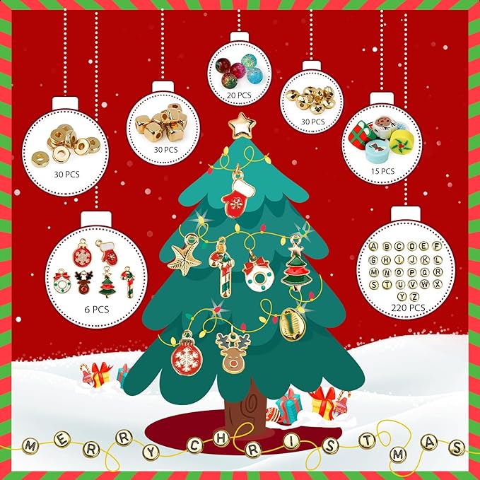 Dowsabel 6000 Pcs Christmas Clay Beads Bracelet Making Kit for Beginner, Clay Beads with Charms Kit for Jewelry Making Crafts DIY Arts and Crafts