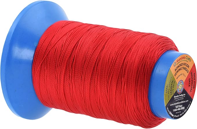 Mandala Crafts Size 92 280D T90 Bonded Nylon Thread - 12 Vibrant Colors 2400 YDs Tex 90 Heavy Duty Sewing Threads for Leather, Jeans, Weaving, Outdoor Marine Upholstery
