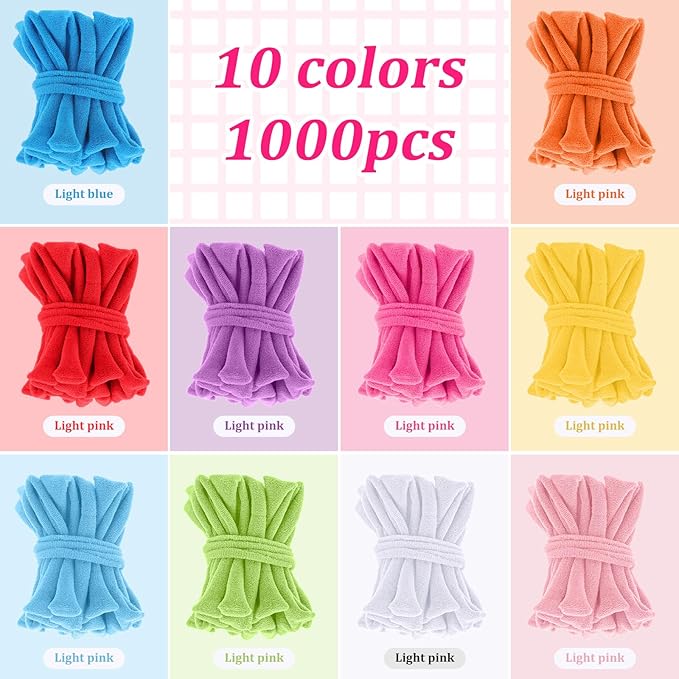 Kifmurase 1000 Pcs Refill Loops for 7 Inch Weaving Loom, 10 Colors Loom Loops for Potholder Making, Elastic Weaving Loop Craft Flexible Loom DIY Kit Craft Bands for Adults DIY Projects Gifts