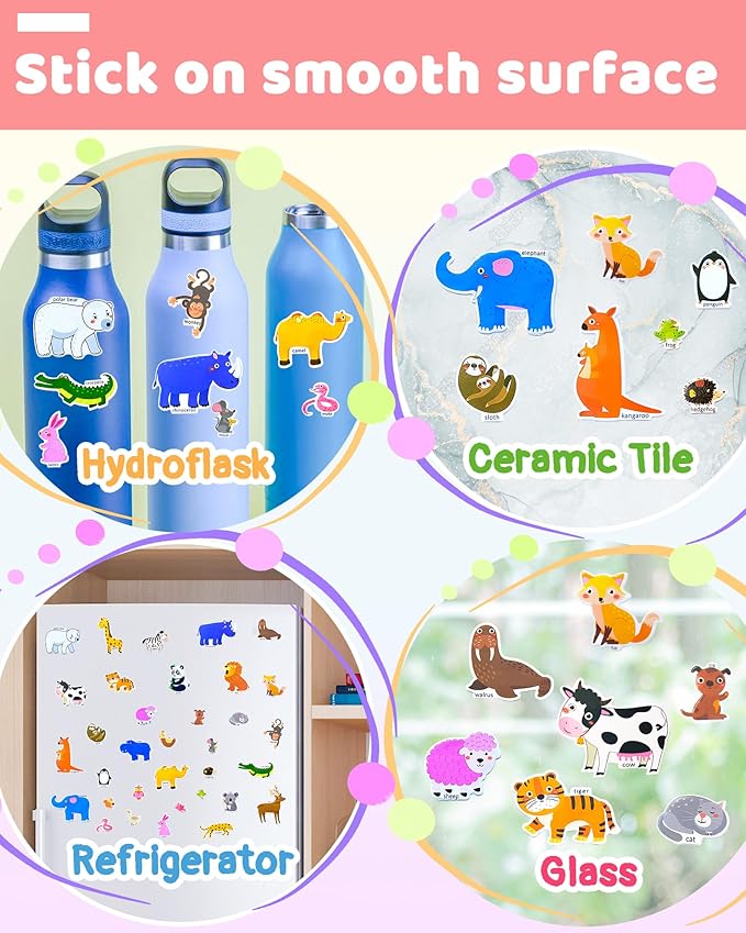 benresive reusable sticker books for kids, sticker books for toddlers, toddler travel toys activities crafts ages 3 and up birthday gifts - animal