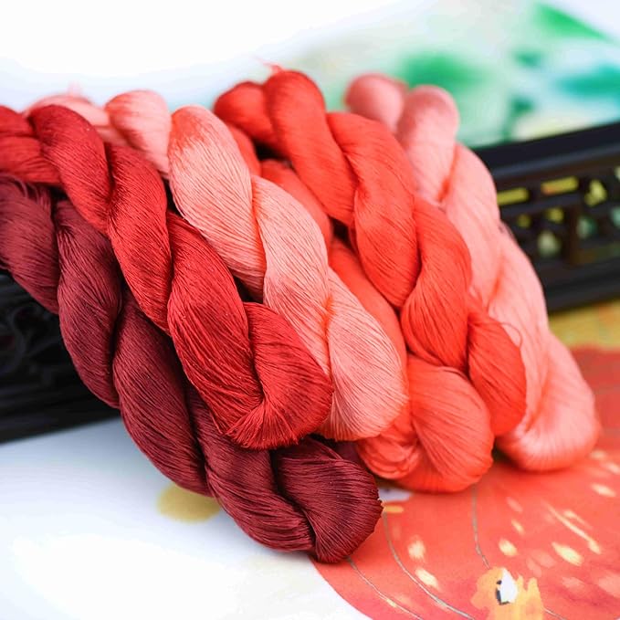 Natural 100% Silk Thread, Handmade Embroidery Thread Silk Floss 8 Colors 110m Each (42)