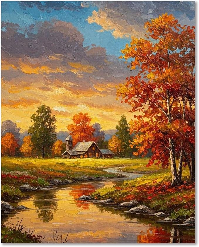 HMZephitiquc Paint by Numbers Kit for Adults Landscape, Adult Paint by Number Sunset, Landscape Painting by Numbers, Easy Acrylic Oil DIY Crafts for Gift Home Decor 16x20 in