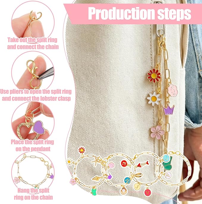 Yuanan 379 PCSCharm Bracelet Making Kit, DIY Charm Bracelet Kit Chain Bracelets Making Kits Including Paperclip Chain Bracelets Charms Jump Rings Pliers Tools for Women Crafts Gift
