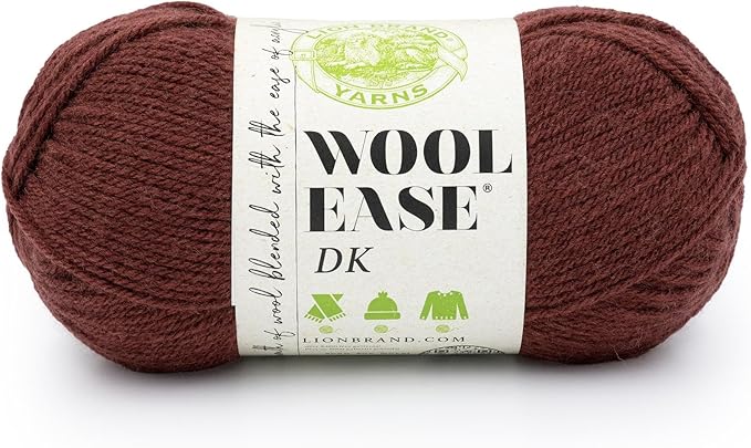 Lion Brand Yarn, Acrylic Wool Blend Wool-Ease DK Yarn for Knitting, Crocheting, and Crafts, Cinnamon Stick, 1 Pack