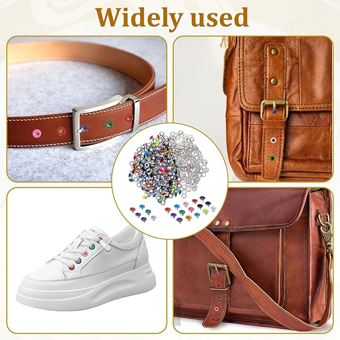 JIYIN 210 Set Metal Eyelets for Paper Crafts, 3mm Colorful Eyelets and Grommets Kit Metal Round Eyelets Leather Rivet Accessories for Fabric Canvas Bag Shoes Clothing Scrapbooking Card Making