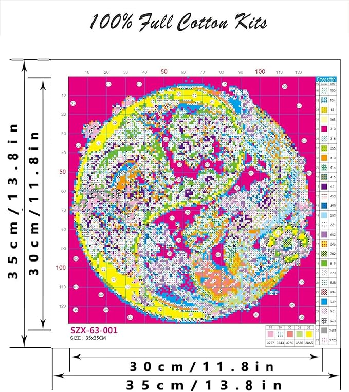 Dragon Stamped Cross Stitch Kits for Beginner, Needlepoint Counted Cross Stitch Kits for Adults, 11 CT Patterns Dimensions Counted Cross Stitch Kits Arts Craft Kits 14x14in (Without Frame)