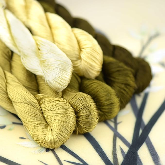 Natural 100% Silk Thread, Handmade Embroidery Thread Silk Floss 7 Colors 110m Each (18)