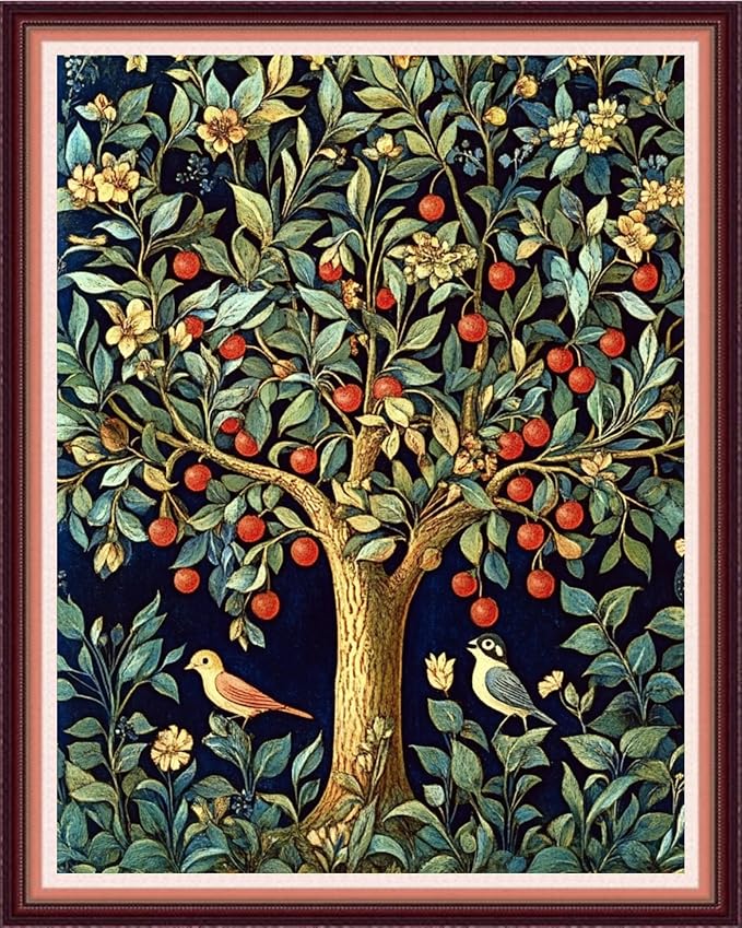 fanxvivy stamped cross stitch kits for beginners full range of cross stitching preprinted embroidery kits for adults, 11ct embroidery pattern needlepoint kits-birds and trees 16x20 inch