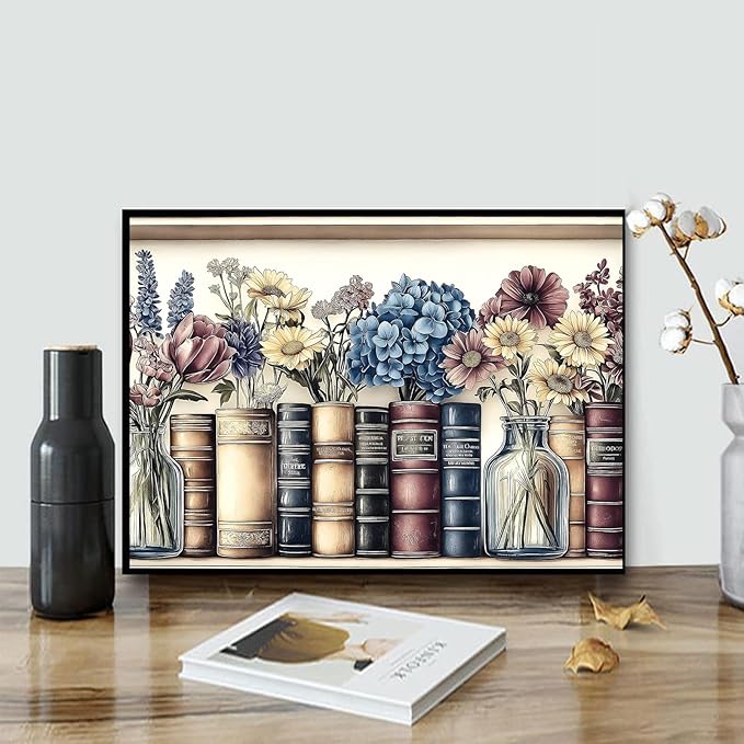 Books Paint by Numbers Kit for Adults Beginners, Adult Paint by Number Kits on Canvas Books, Painting by Number DIY Crafts Acrylic for Gift Home Decor 16x16 in