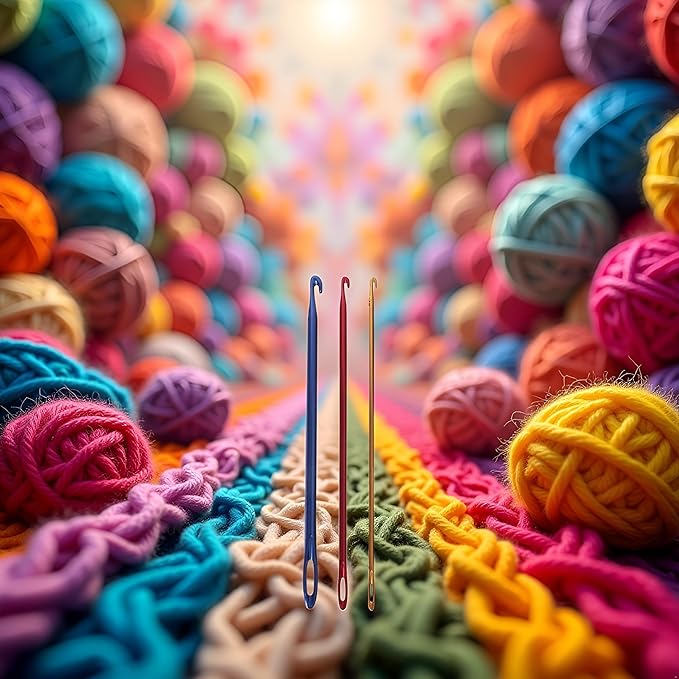 Afghan Aluminium Crochet Hook Knitting Needle Hand Knit Tool Grips, with Threading Hole Crochet Hook Set for Beginners with Yarn,Crochet Hooks,Knitting and Crochet