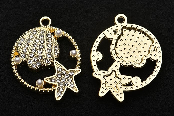 Pack of 20 Rhinestone Charms Gold Plated Pendants Pave Crystal Accessories for Necklace Bracelet Jewelry Making DIY Crafting