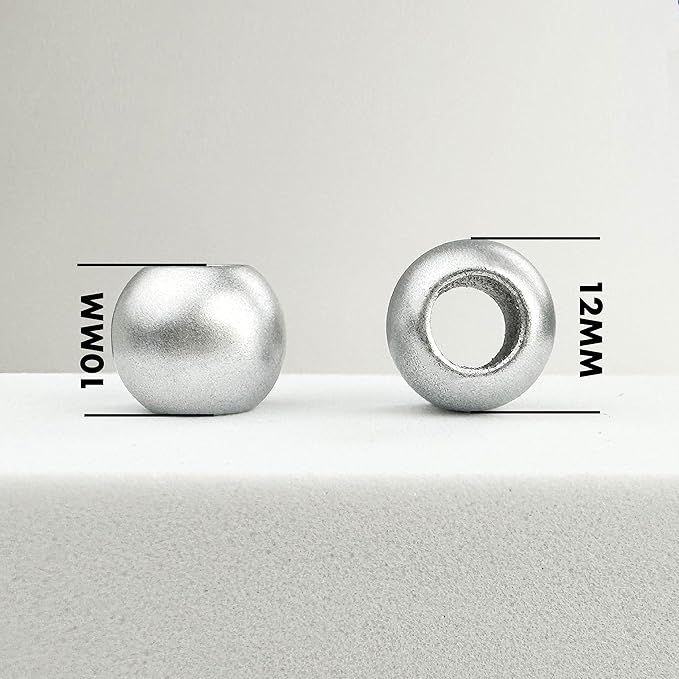 300 acrylic large hole beads for crafts 10mm x 12mm acrylic barrel beads with 5.7mm large hole, matte silver