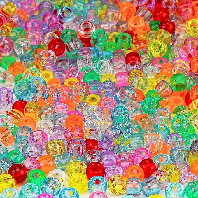 transparent pony beads 1000+pcs mix color plastic beads, crystal beads bulk, kandi beads refill beads for crafts
