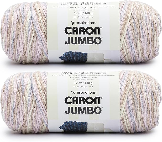 Caron Jumbo Seashell Yarn - 2 Pack of 12oz/340g - Acrylic - #4 Worsted (Medium) - 595 Yards - Knitting & Crochet