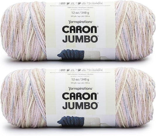 Caron Jumbo Seashell Yarn - 2 Pack of 12oz/340g - Acrylic - #4 Worsted (Medium) - 595 Yards - Knitting & Crochet