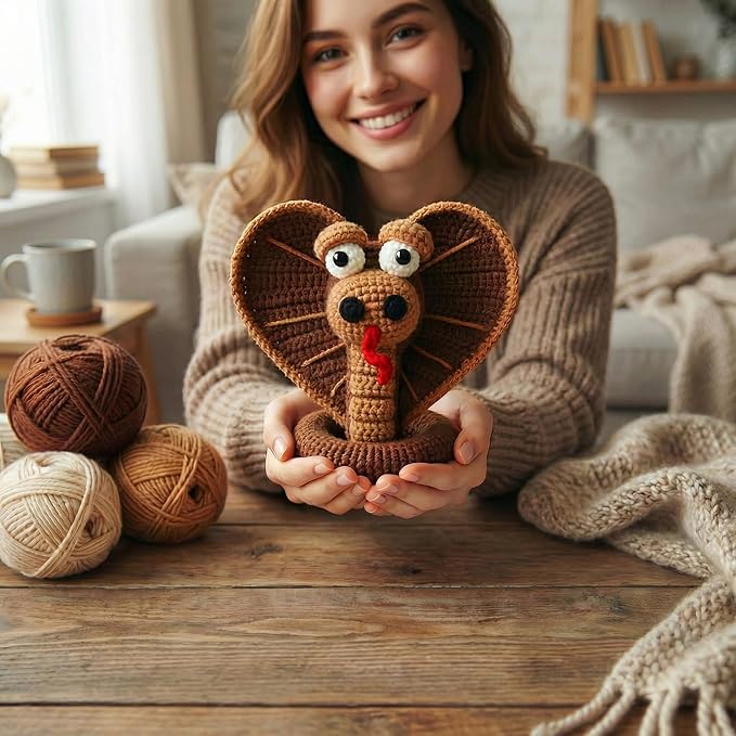 Kovarela Beginners Crochet Kit with Simple Crochet Yarn Yarn - with Step-by-Step Video Tutorials (Snake)